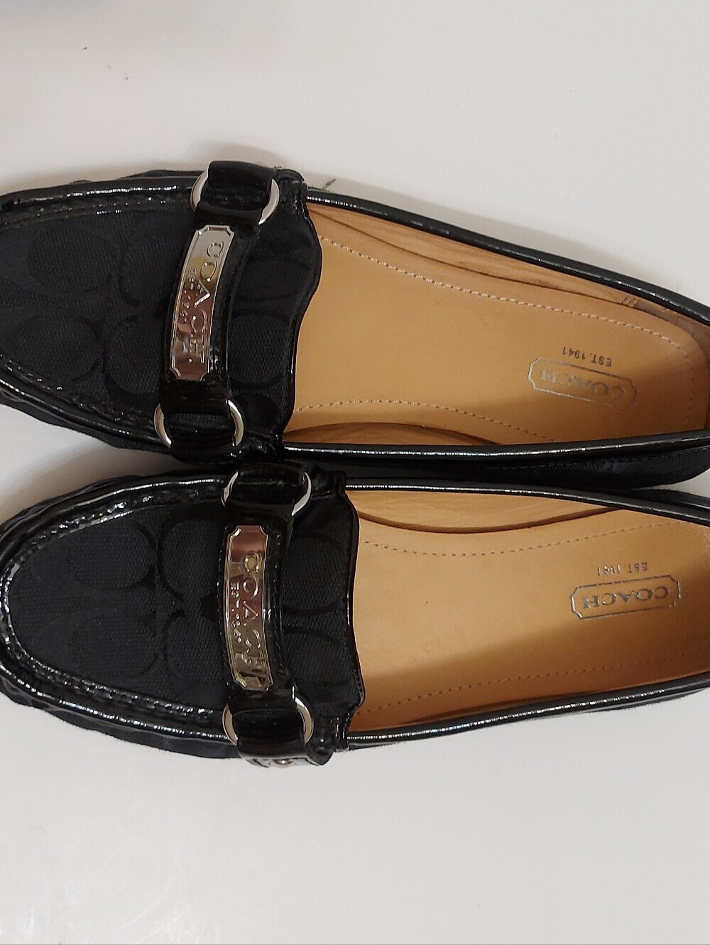 Coach Black Signature Jacquard Loafers with Silver Hardware - Picture 8 of 8